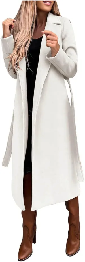 Women's Winter Coats Blouse Thin Coat Trench Long Jacket Ladies Slim Long Belt Elegant Trench Coat for Women 2023