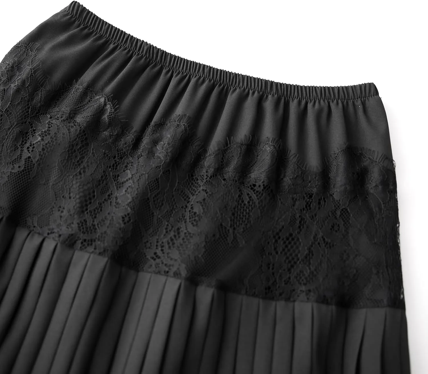 Women's Y2k Lace Midi Skirt Mid-Rise Lace Trim Half Slip Skirt Ruffle Pleated Layered Flowy Skirts Underskirt