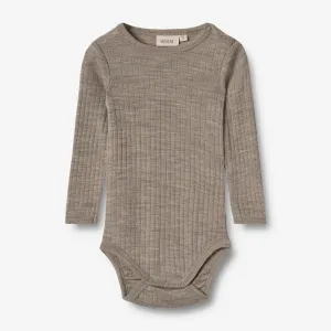 Wool Silk Body L/S Lucca - khaki melange