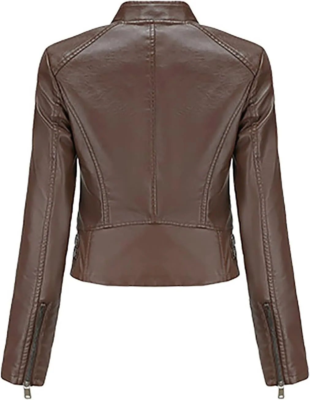 yardsong Faux Leather Crop Jackets for Women Zip Up Long Sleeve Short Coats Motorcycle Faux PU Moto Biker Outerwear