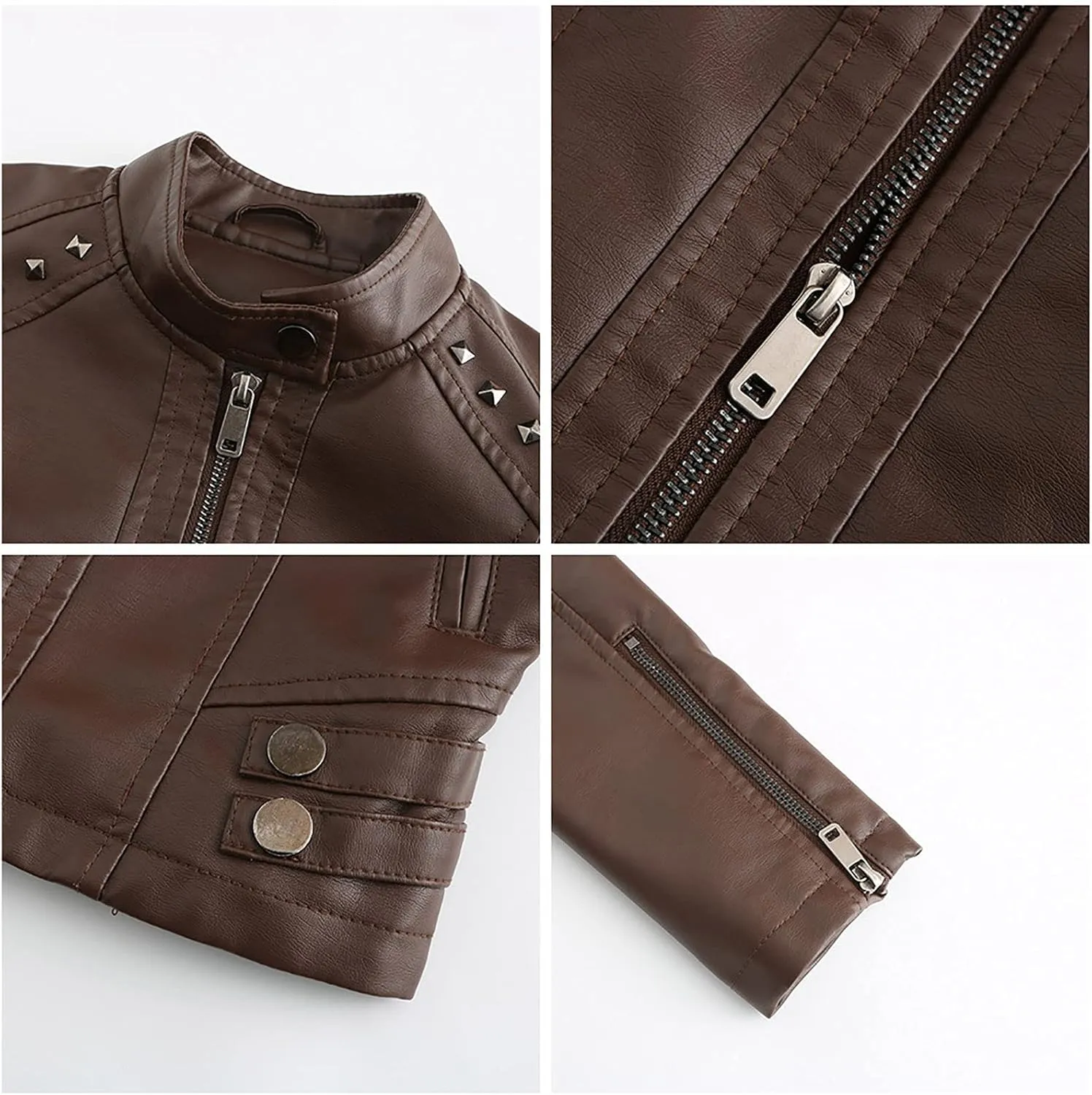 yardsong Faux Leather Crop Jackets for Women Zip Up Long Sleeve Short Coats Motorcycle Faux PU Moto Biker Outerwear