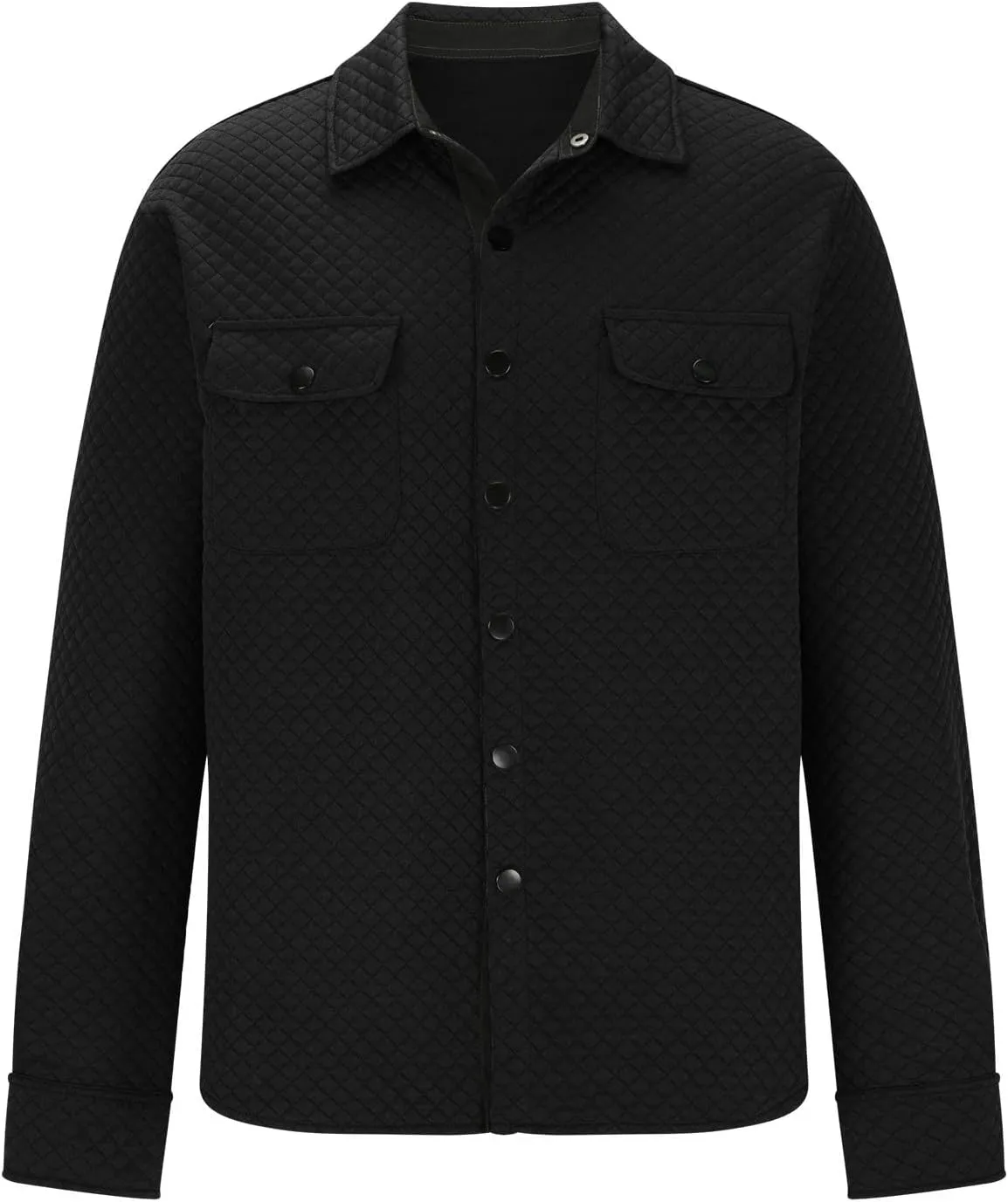 Ymosrh Men's Fashion Jackets Casual Quilted Shirt Jacket Long Sleeve Button Down Overshirt Lightweight Shacket Coat, S-3XL