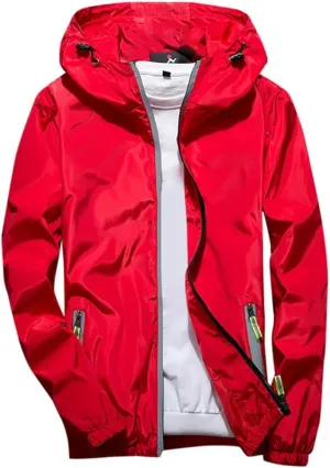 Ymosrh Men's Light Rain Jacket Lightweight Nylon Windbreaker Wind & Water Resistant Jacket, M-7XL