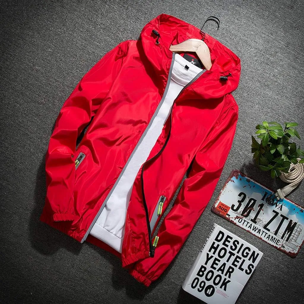 Ymosrh Men's Light Rain Jacket Lightweight Nylon Windbreaker Wind & Water Resistant Jacket, M-7XL