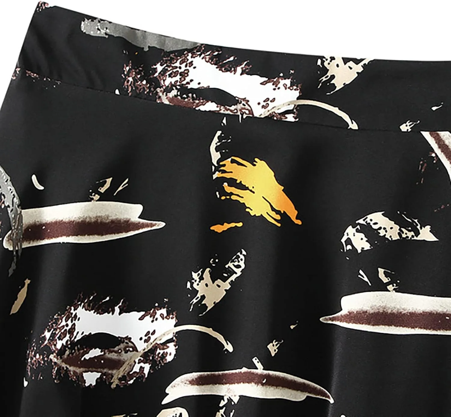 YOLAI Womens Casual Print A Line Skirts High Waist Pleated Skirt Flowy Swing Elegant Business Work Midi Skirt