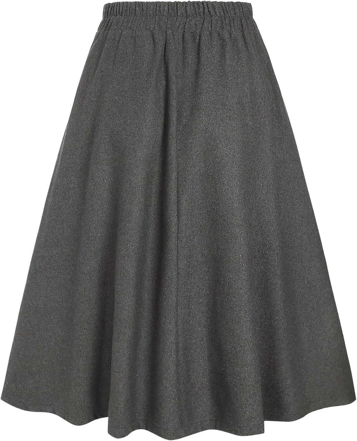 ZAFUL Women's Winter Skirt Plaid A-Line Pleated Midi Skirt High Elastic Waist Vintage Tartan Skirt with Pockets