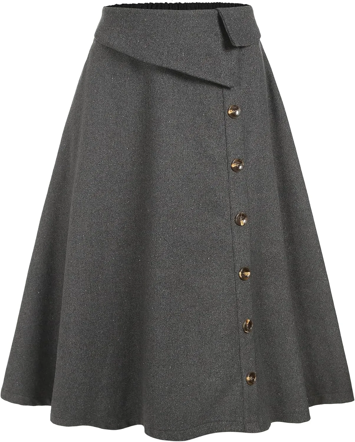 ZAFUL Women's Winter Skirt Plaid A-Line Pleated Midi Skirt High Elastic Waist Vintage Tartan Skirt with Pockets