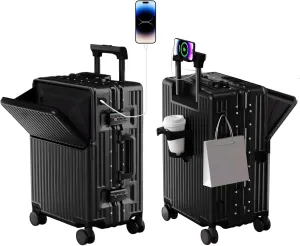 Zipperless Luggage, Polycarbonate Aluminum Hard Shell, Expandable Carry-On Suitcase with Spinner Wheels, Hard Shell Suitcase, 26 Inch Cabin