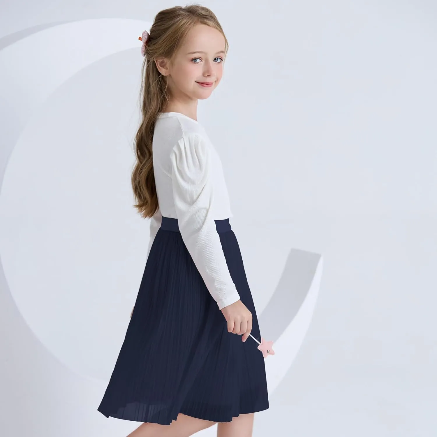 ZUNW Girls Mesh Pleated Skirt Elastic High Waist A-Line Swing Tulle Midi Skirt for Girl 6-14 Years