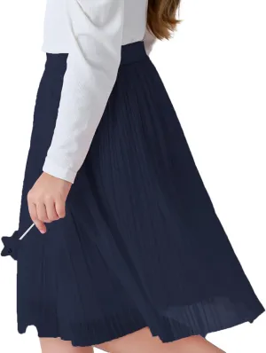 ZUNW Girls Mesh Pleated Skirt Elastic High Waist A-Line Swing Tulle Midi Skirt for Girl 6-14 Years